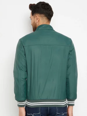 Green Solid Bomber Jacket