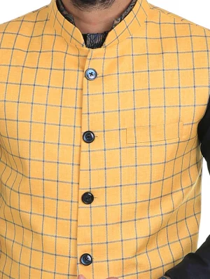 Yellow Cotton Nehru Jacket