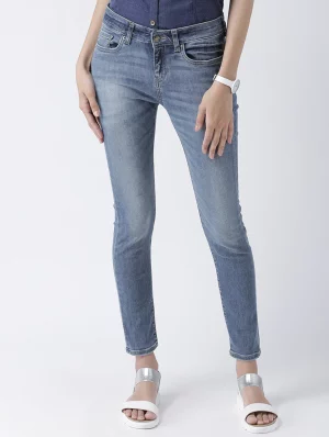 Mid Rise Stone Washed Jeans